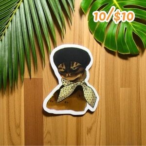 Vintage Parisian Cat Vinyl Sticker – Approx. 1.5”